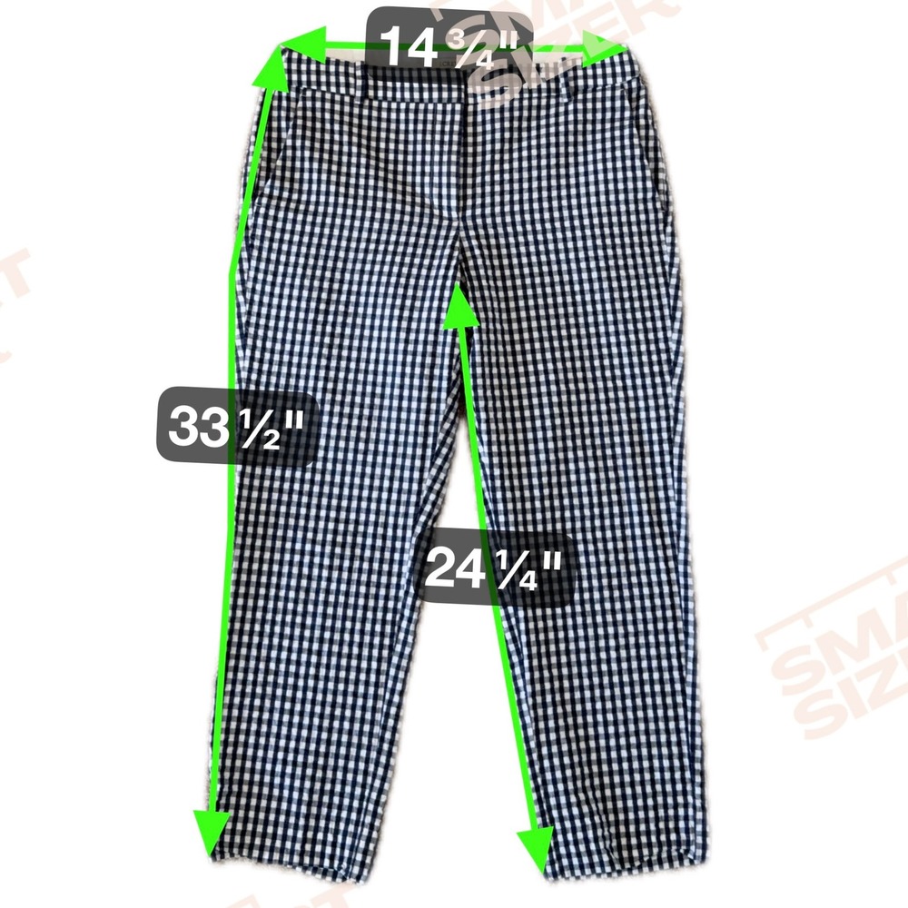 J. Crew Gingham Check Cropped Pants Women's Size 8 Blue White Cotton‎ Blend - Picture 10 of 11